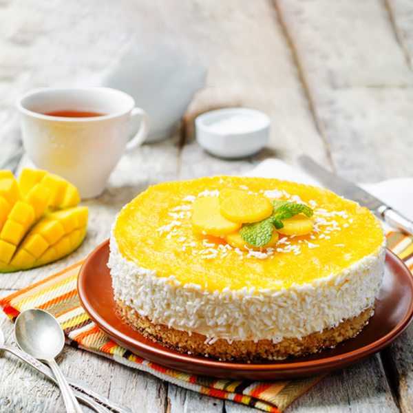 Mango Cake With Cup of Tea