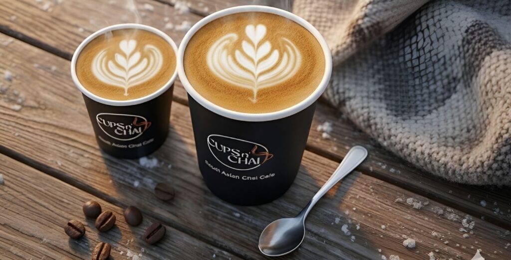 espresso coffee in 2 different sized cups