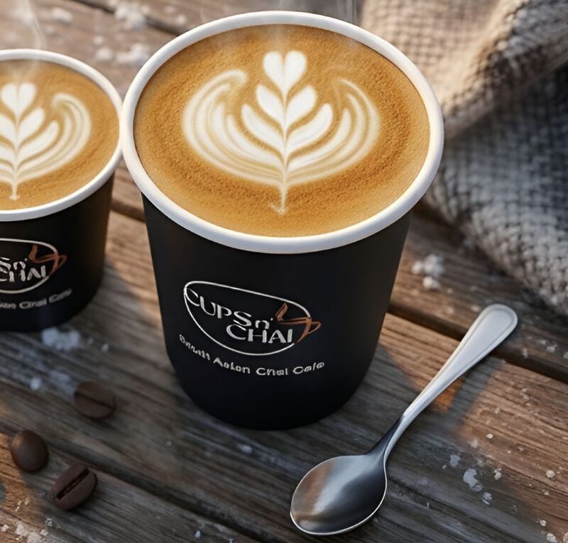 coffee in 2 different sized cups